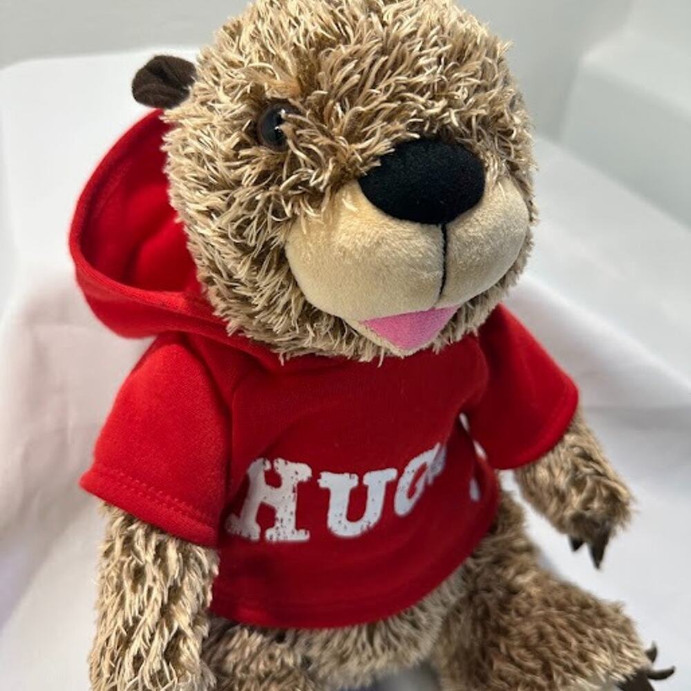 Build-A-Bear Groundhog Plush with Red HUGS Hoodie NWT Retired Complete Set